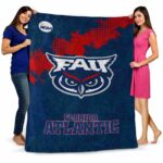 florida atlantic owls grunge texture blue blanket best selling