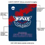 florida atlantic owls grunge texture blue blanket best selling
