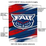 florida atlantic owls paint streaks blue white blanket best selling