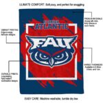 florida atlantic owls splatter effect blue blanket best selling