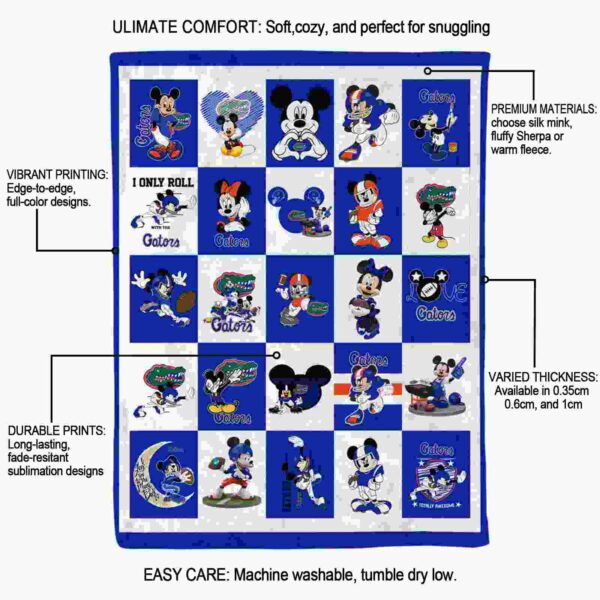 florida gators mickey minnie blue white blanket new arrival