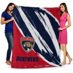 florida panthers brushstrokes red white blanket best selling