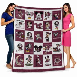 florida state seminoles mickey minnie garnet white blanket fashion forward