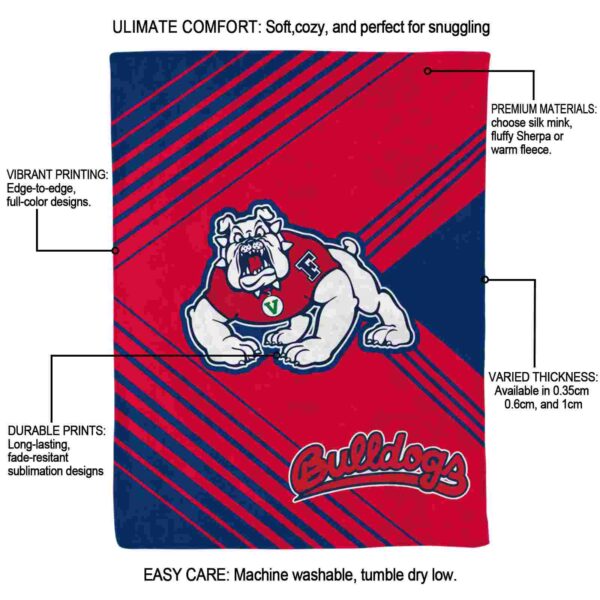 fresno state bulldogs diagonal stripes red blanket new arrival