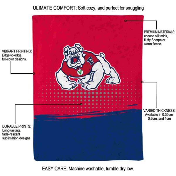 fresno state bulldogs gradient dots red blanket new arrival