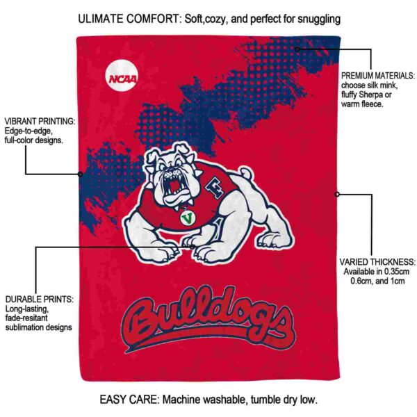fresno state bulldogs grunge texture red blanket new arrival