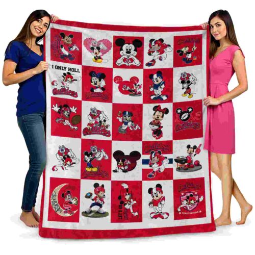 fresno state bulldogs mickey minnie red white blanket fashion forward