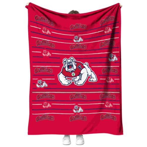 fresno state bulldogs striped pattern red blanket best selling