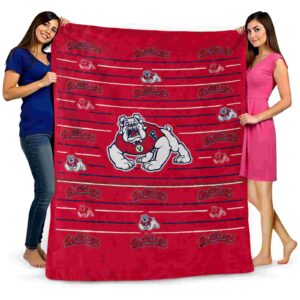 fresno state bulldogs striped pattern red blanket fashion forward