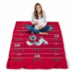 fresno state bulldogs striped pattern red blanket high quality