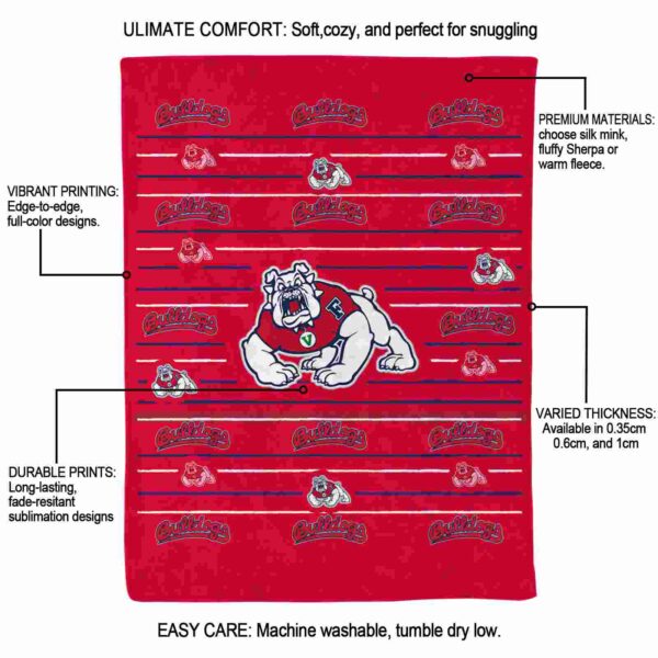 fresno state bulldogs striped pattern red blanket new arrival