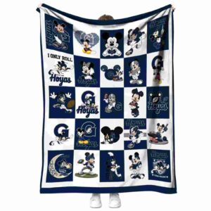 georgetown hoyas mickey minnie blue white blanket best selling