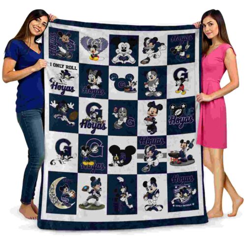 georgetown hoyas mickey minnie blue white blanket fashion forward