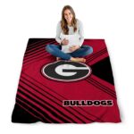 georgia bulldogs diagonal stripes red blanket high quality