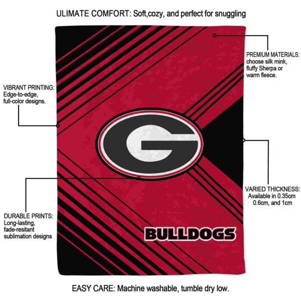 georgia bulldogs diagonal stripes red blanket new arrival