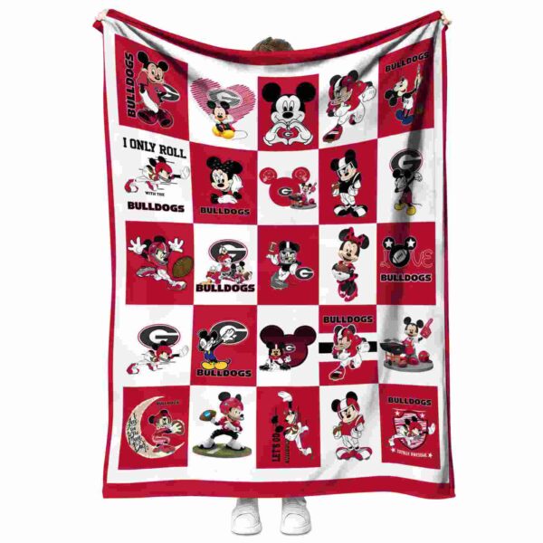 georgia bulldogs mickey minnie red white blanket best selling