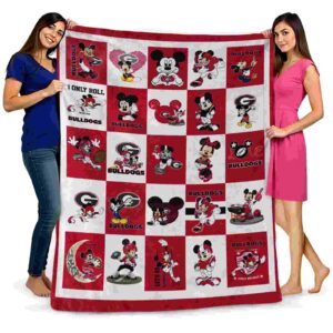 georgia bulldogs mickey minnie red white blanket fashion forward
