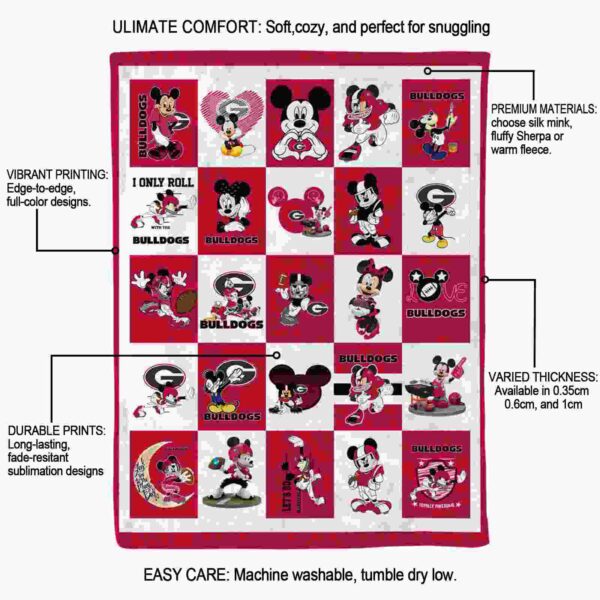 georgia bulldogs mickey minnie red white blanket new arrival