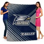 georgia southern eagles diagonal stripes blue blanket best selling