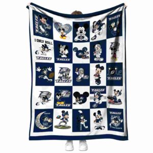 georgia southern eagles mickey minnie blue white blanket best selling