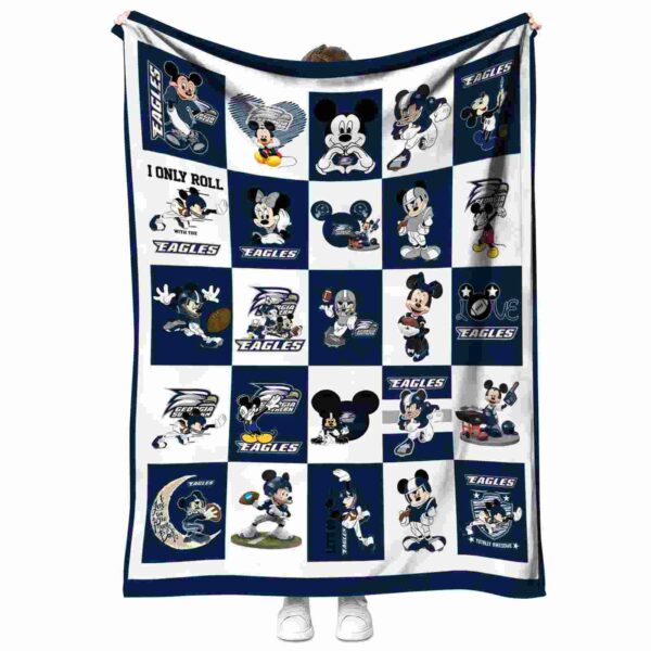 georgia southern eagles mickey minnie blue white blanket best selling