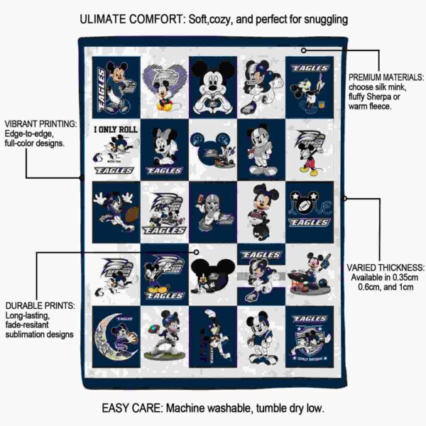 georgia southern eagles mickey minnie blue white blanket new arrival