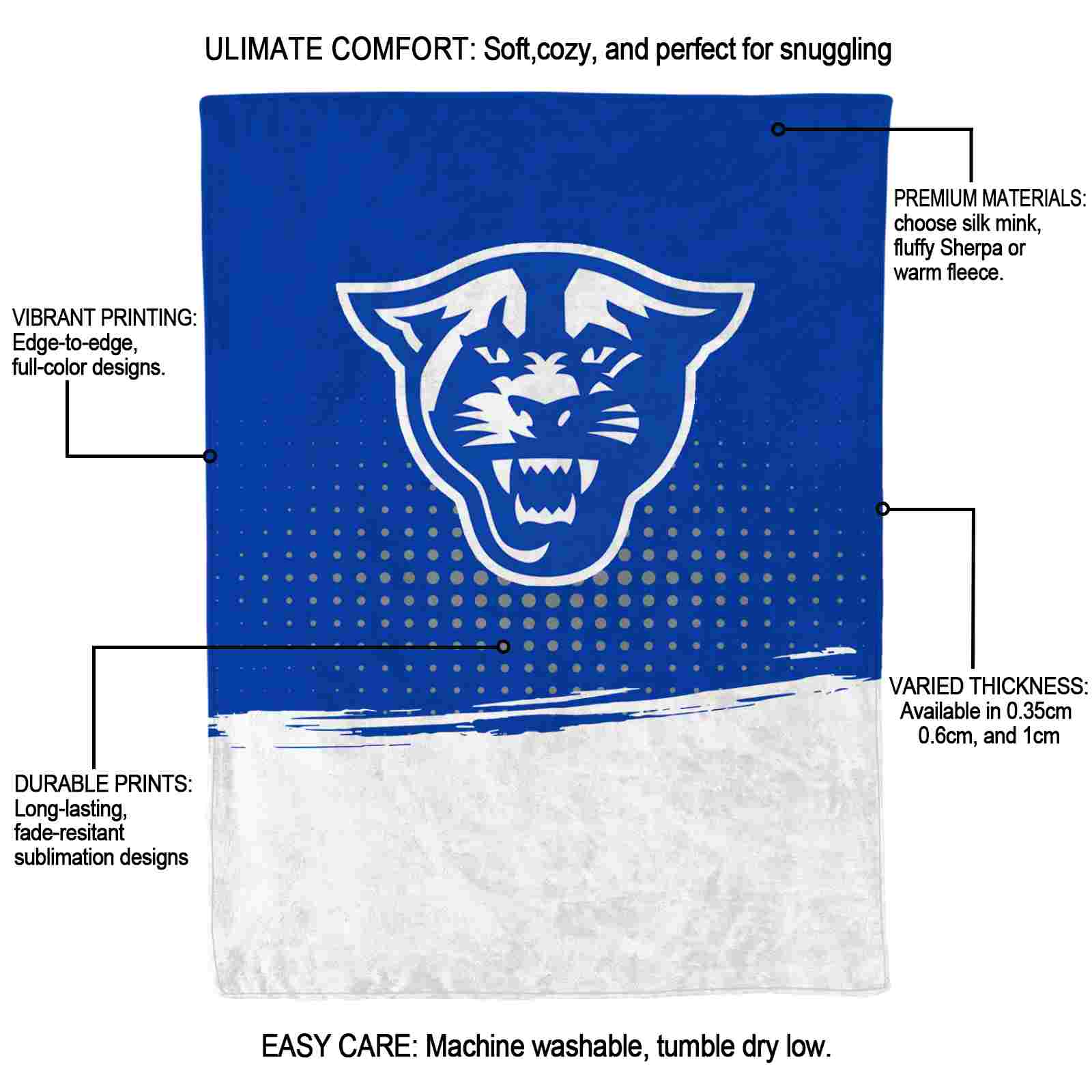 georgia state panthers gradient dots blue blanket new arrival georgia state panthers gradient dots blue blanket new arrival