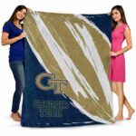 georgia tech yellow jackets brushstrokes gold white blanket best selling
