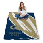 georgia tech yellow jackets brushstrokes gold white blanket best selling