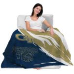 georgia tech yellow jackets brushstrokes gold white blanket best selling