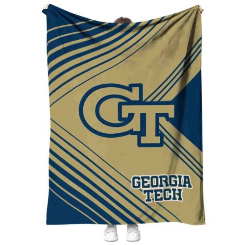 georgia tech yellow jackets diagonal stripes gold blanket best selling