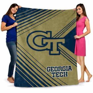 georgia tech yellow jackets diagonal stripes gold blanket fashion forward