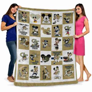 georgia tech yellow jackets mickey minnie gold white blanket fashion forward