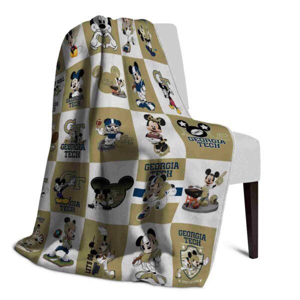 georgia tech yellow jackets mickey minnie gold white blanket top rated