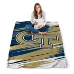 georgia tech yellow jackets paint streaks gold white blanket best selling