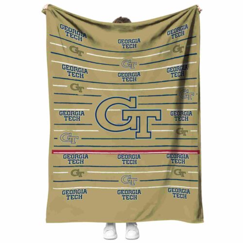 georgia tech yellow jackets striped pattern gold blanket best selling