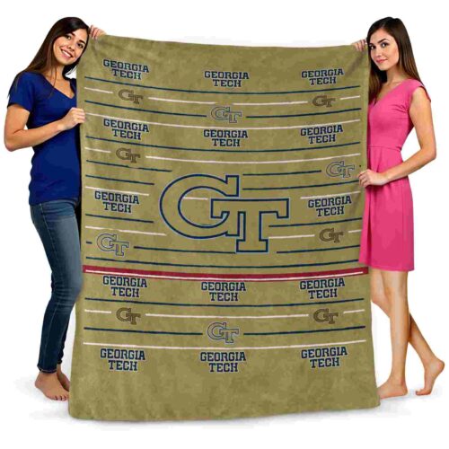 georgia tech yellow jackets striped pattern gold blanket fashion forward