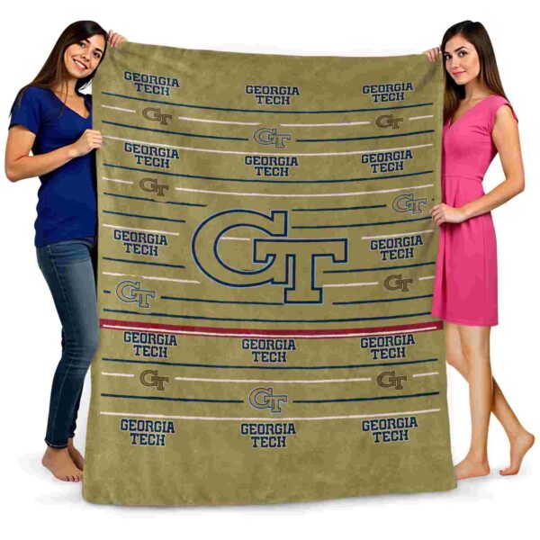 georgia tech yellow jackets striped pattern gold blanket fashion forward