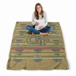 georgia tech yellow jackets striped pattern gold blanket high quality