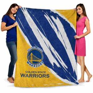 golden state warriors brushstrokes blue white blanket fashion forward