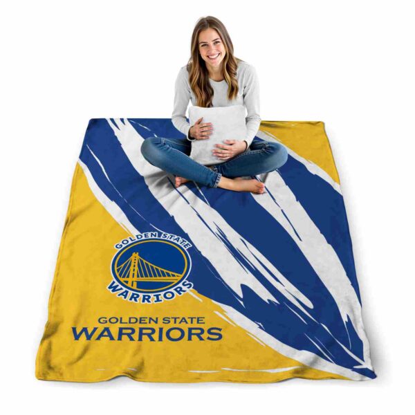 golden state warriors brushstrokes blue white blanket high quality