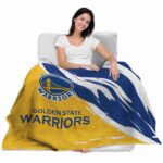 golden state warriors brushstrokes blue white blanket latest model