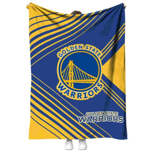 golden state warriors diagonal stripes blue blanket best selling