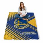golden state warriors diagonal stripes blue blanket best selling