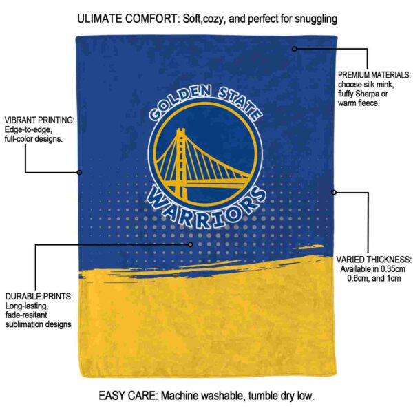 golden state warriors gradient dots blue blanket new arrival