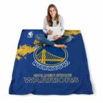 golden state warriors grunge texture blue blanket best selling