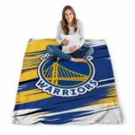 golden state warriors paint streaks blue white blanket high quality