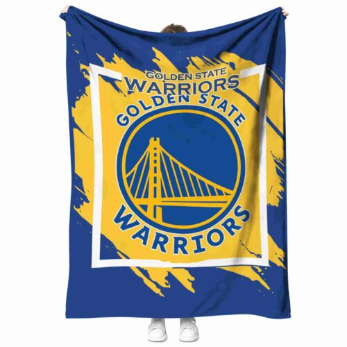 golden state warriors splatter effect blue blanket best selling