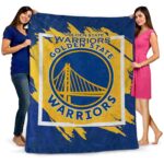 golden state warriors splatter effect blue blanket best selling