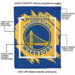 golden state warriors splatter effect blue blanket best selling